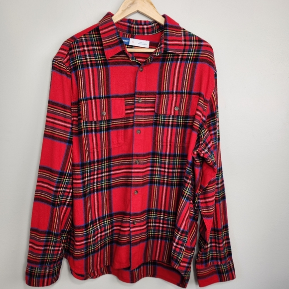Old Navy Flannel Shirt Red Plaid Size XL Reg Fit Double Brushed - Picture 3 of 12